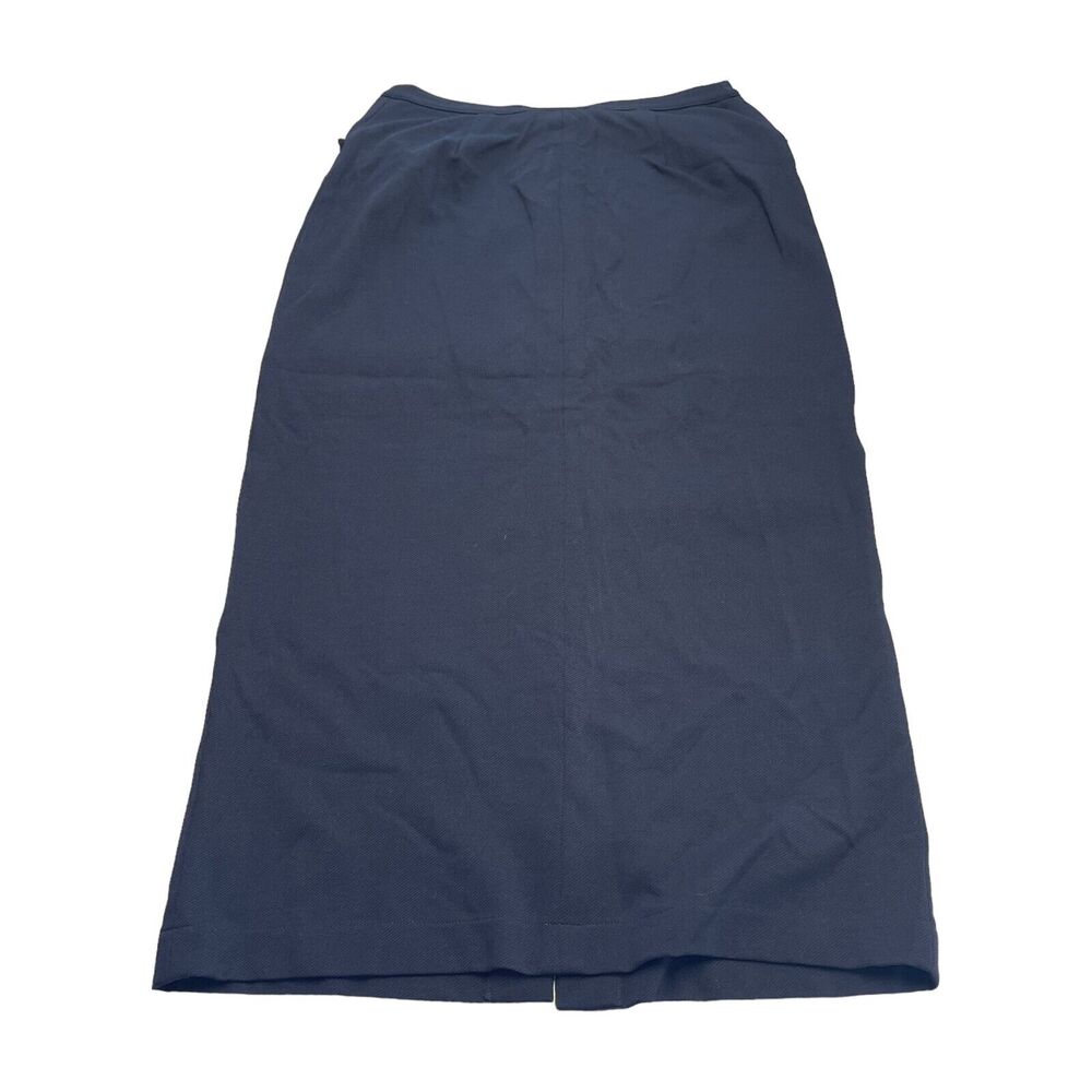 Jones & Co Straight & Pencil Skirt Women 12 Navy 100% Nylon Pockets Button Front - Picture 5 of 6